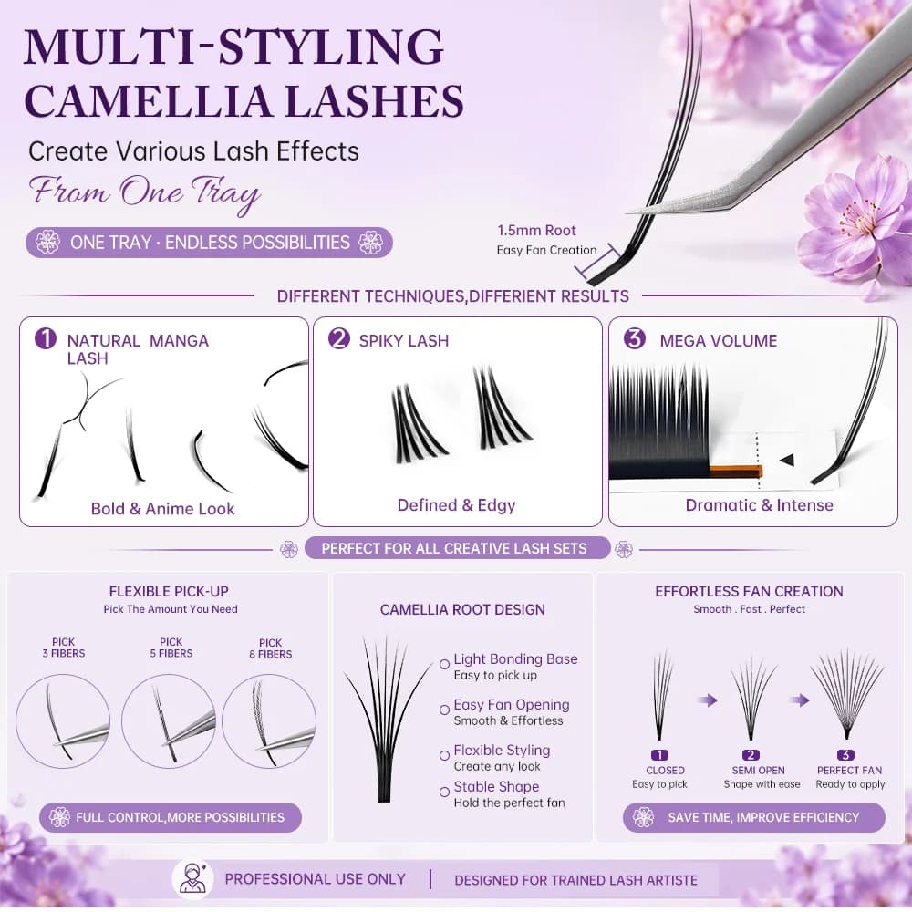 Camellia volumvippeextensioner myk naturlig