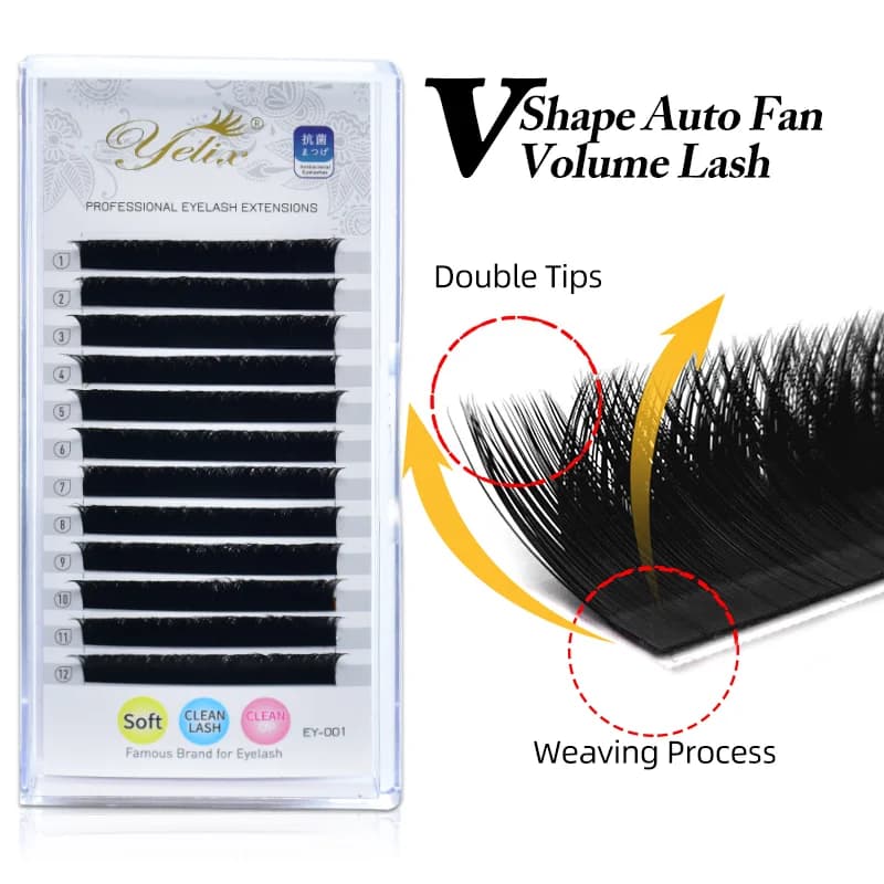 V-form Auto-Vifte Premium Individuelle Vippeextensions