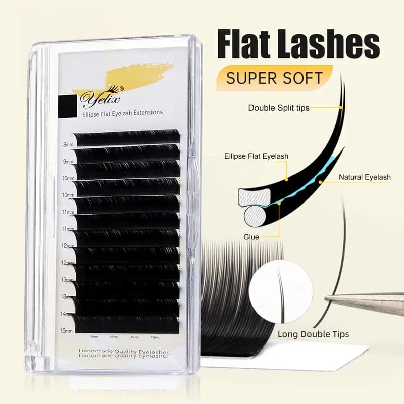Ellipse flat split-tip matte svarte øyenvipper