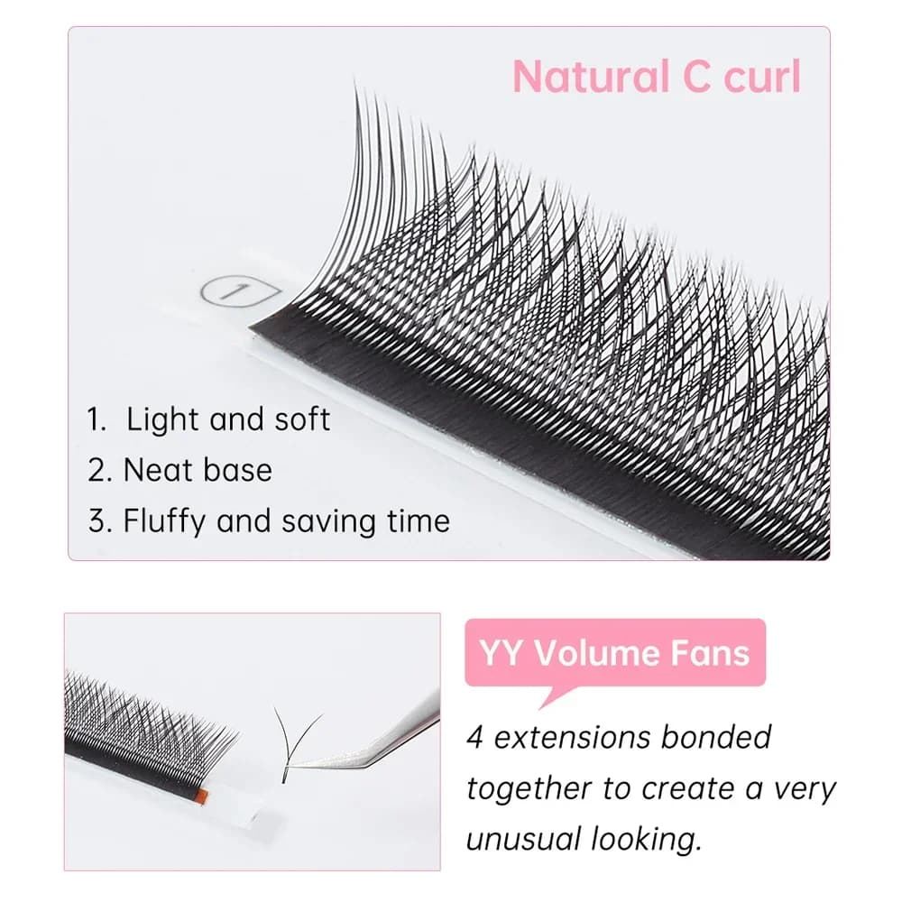Y-form YY ferdig vifte vippeextensioner 0,05mm C-curl