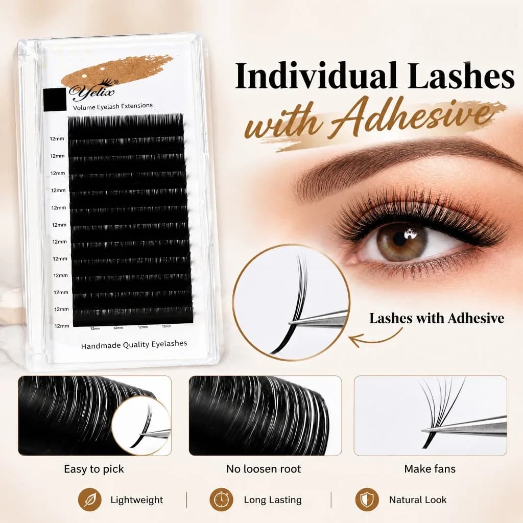 Premium klassiske individuelle vippeextensions med lim
