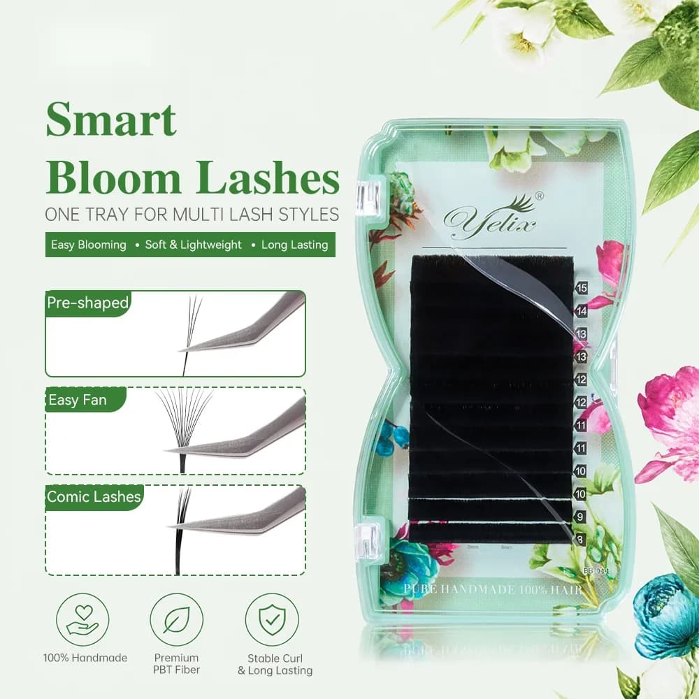 Smart Bloom W-formede forhåndslagde voluminvifter for vippeextensioner