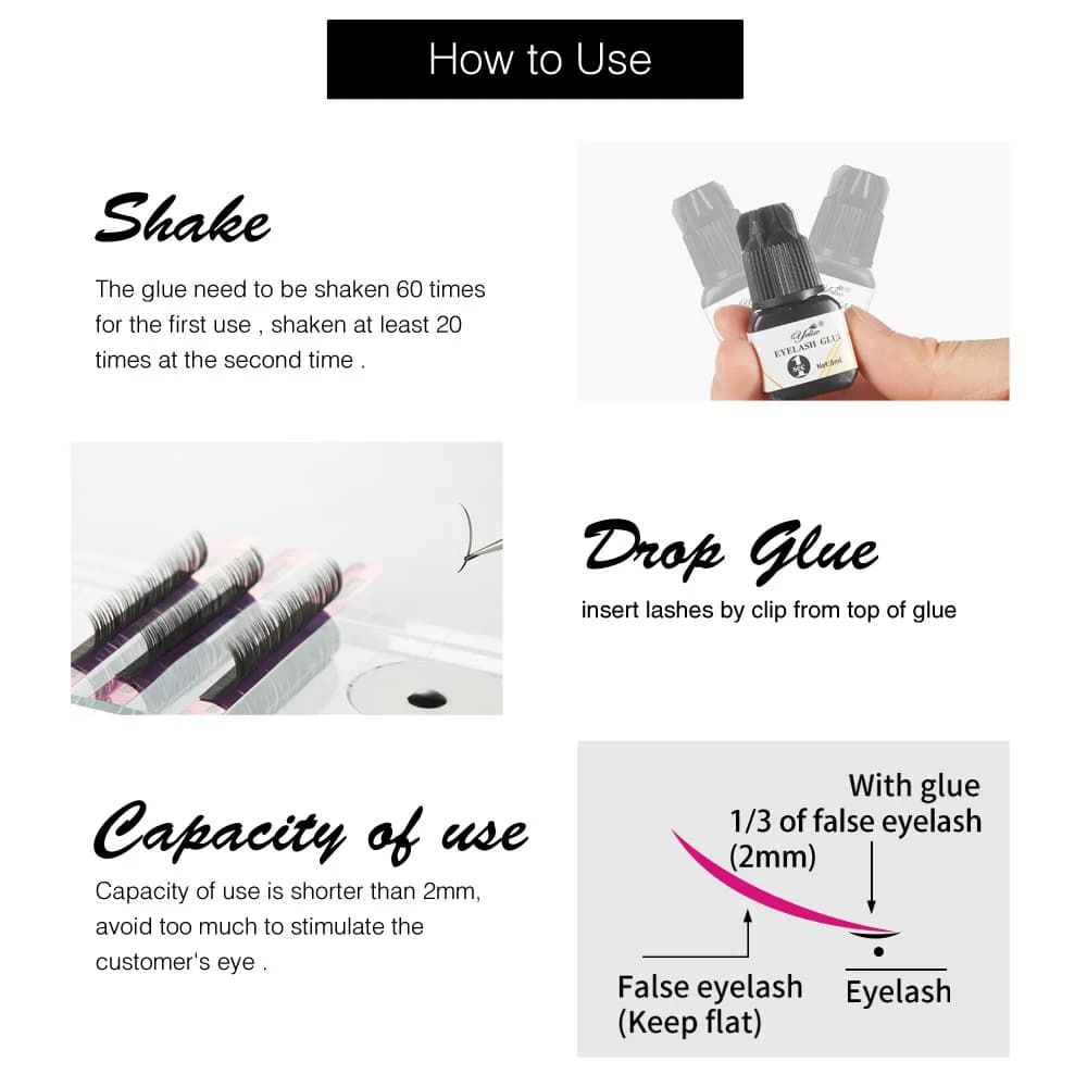 Profesjonell lim for vippeextension 5 ml 3-pakning
