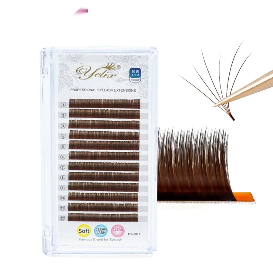 Mørk brun Easy Fanning silkefrøyteextensions