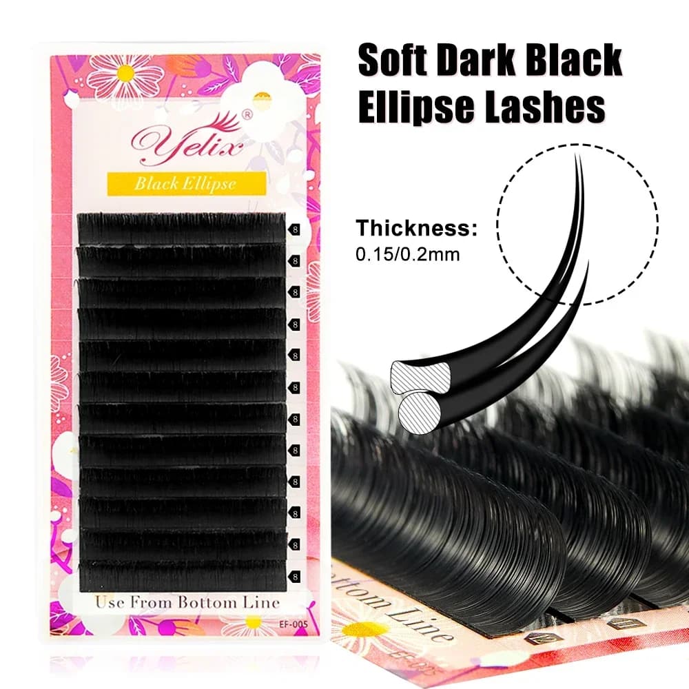Elliptiske flate split-spiss vippeextensions 6-19mm 0.15-0.2mm