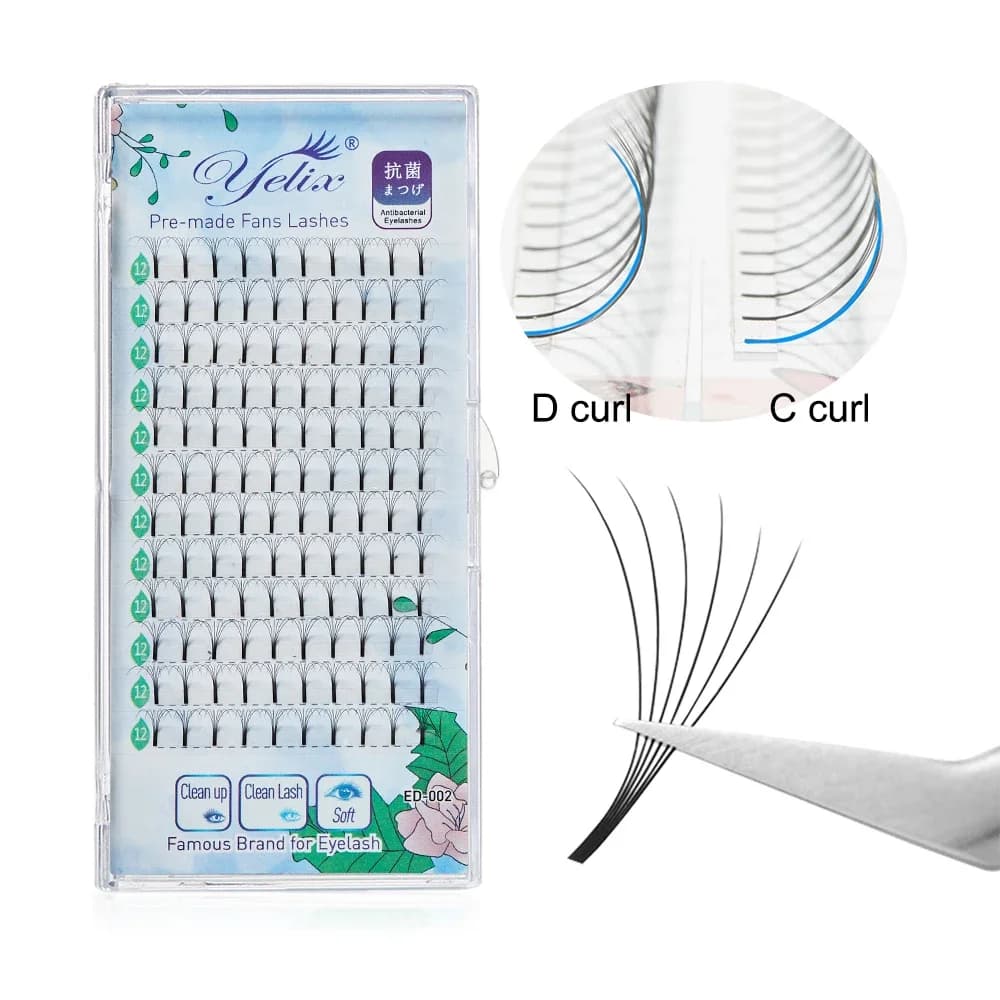 Premade Volume Fan Eyelash Extensions, 12 Lines, 2D-6D