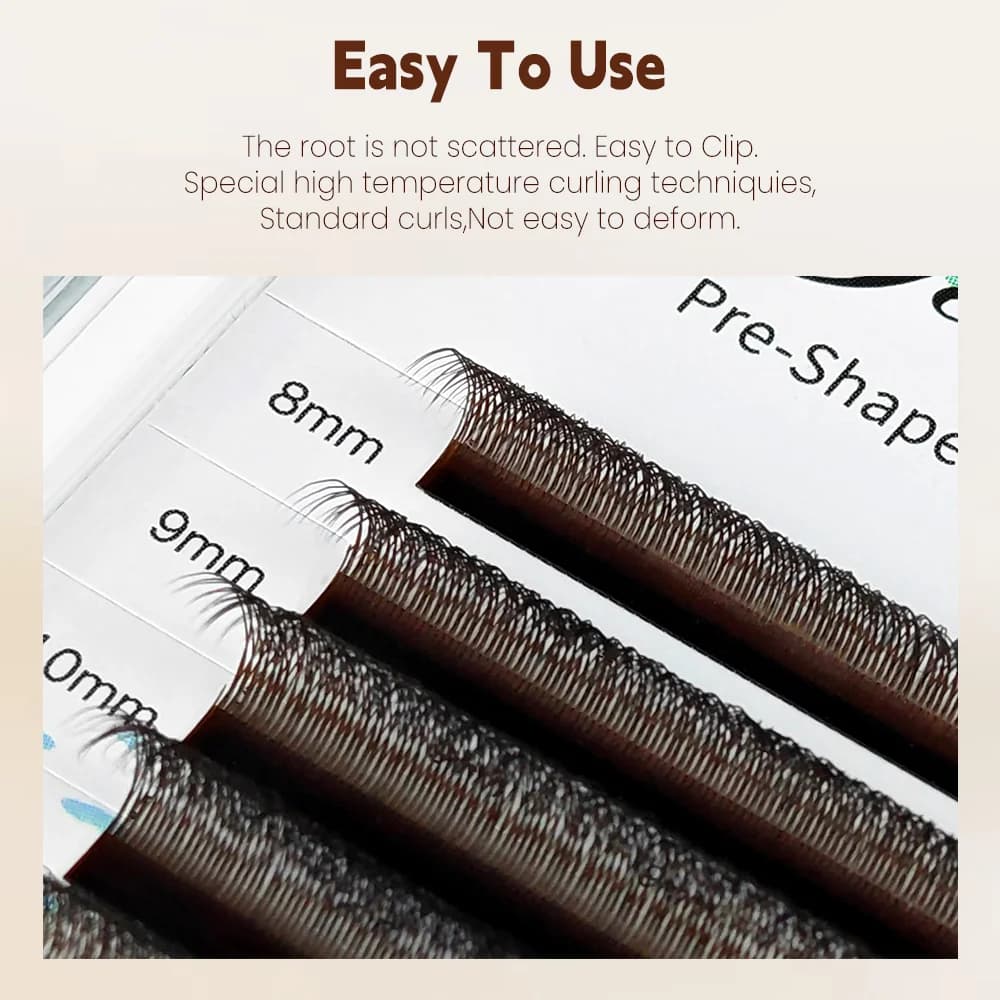 Svart-brun 3D W-form ferdige volum vifter for vippeextensions