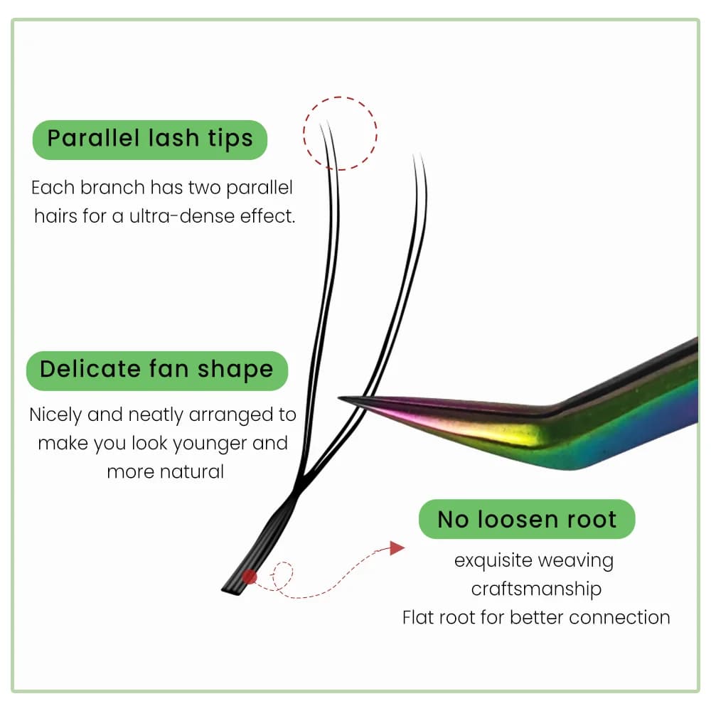 U-form YY parallel blomster-fan ferdige vippeextensions