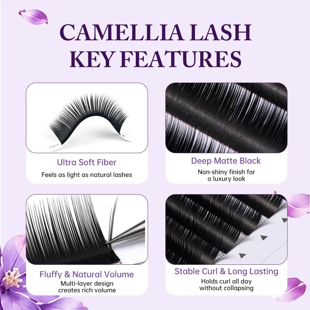 Camellia volumvippeextensioner myk naturlig